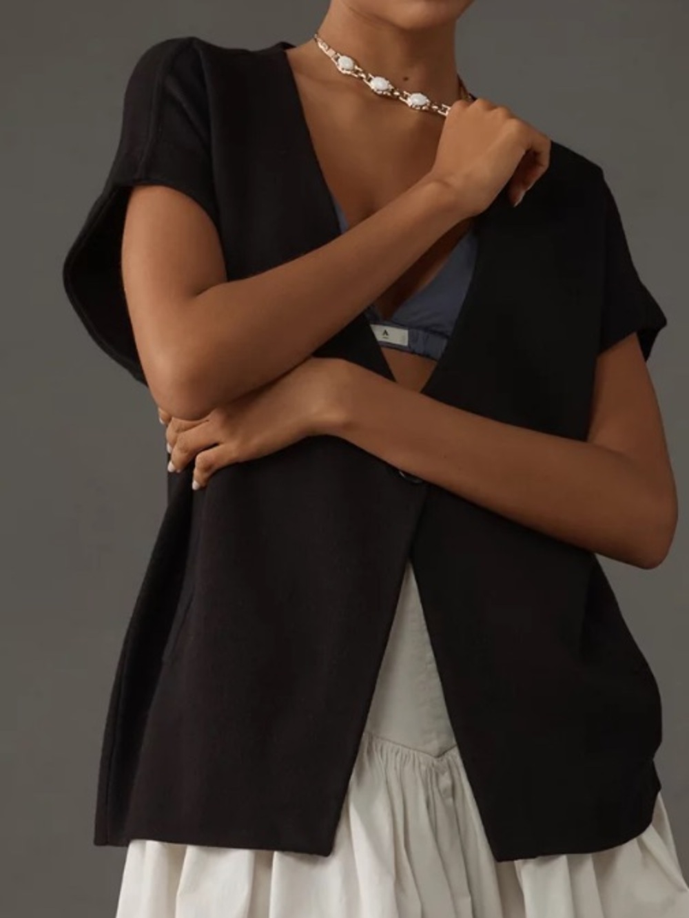 Anthropologie | Maeve Oversized Black Muscle Sweater Vest